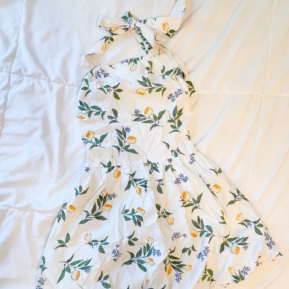 Floral Halter Mini Dress - White